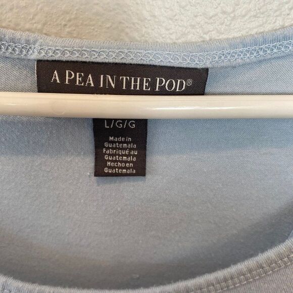 Pea in the Pod "Sun, Sea, Surf, and Sand" Blue Beach Maternity Tank Top, Large - Picture 5 of 6